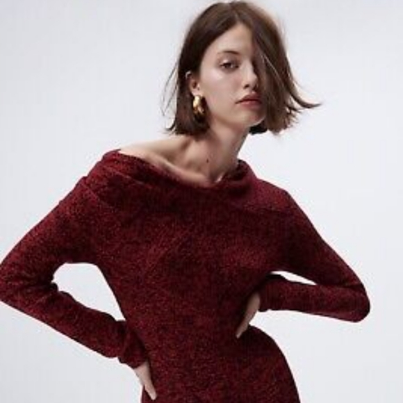 ZARA KNIT DRESS WITH RUCHED SHOULDERS - Picture 5 of 11